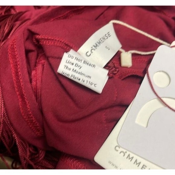 COMMENSE Florence‎ Fringed Open Back Short Dress Burgundy size S/4 - Picture 8 of 8